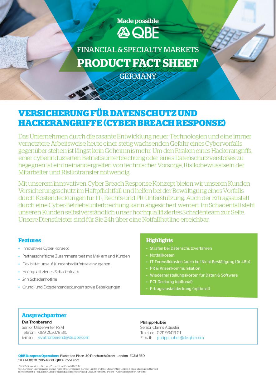 QBE Germany Cyber Product Sheet